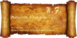 Matulik Florina névjegykártya